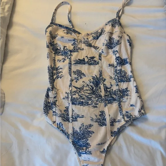 Toile de jouy corset style bodysuit - Picture 2 of 4